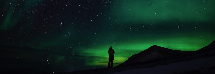 À caça de auroras boreais em snowcat